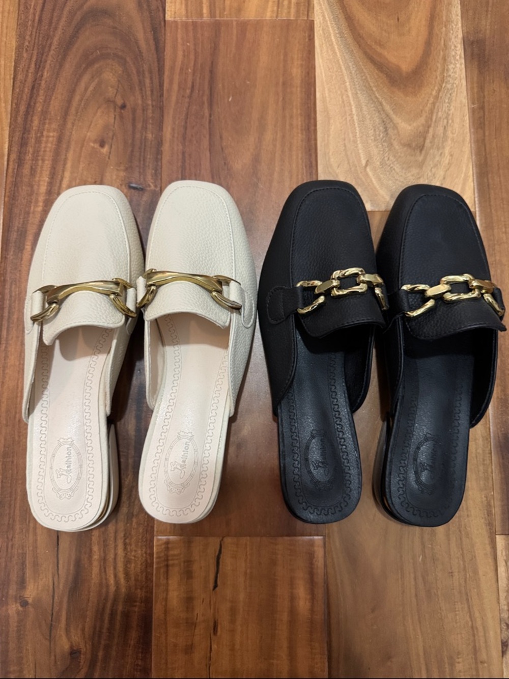 Chain Mule - Black & Cream Women’s Slippers set
